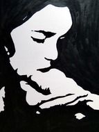 art painting woman acrylic paper black and white view
