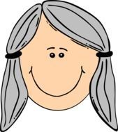 drawing of a female face with gray hair