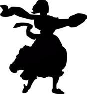 silhouette of a dancing woman in a costume of the 18th century