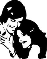 man and woman together, couple in love, black and white