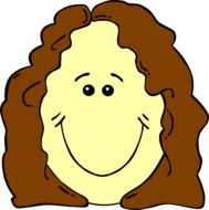 Drawing of happy woman with brown hair