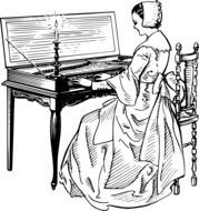 image of a medieval woman playing the piano