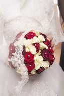 wedding bouquet of red and white flowers