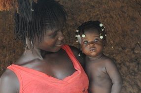 Portrait of happy african mother and baby