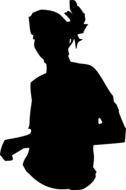 black silhouette of a dancing girl on a white background