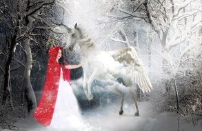 mystical clipart of the red cap and unicorn