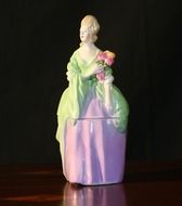 small ladies powder jar in form of beautiful lady