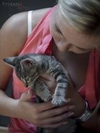 blond girl with cat