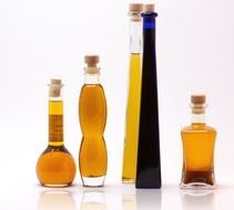 cosmetics oil in glass bottles