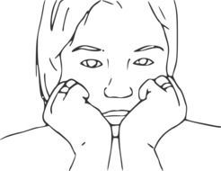 Black and white drawing of the crying woman clipart