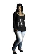 Plump girl wearing jeans