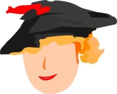 woman head in black hat, illustration