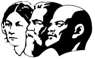 marx, lenin and woman drawing