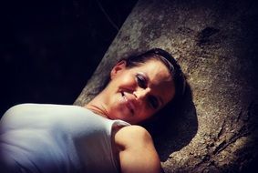 happy relaxing woman