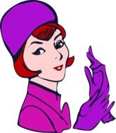 drawing of a glamorous woman in purple clothes