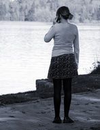 Lonely woman talking on the phone