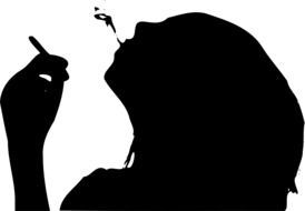 black silhouette of a smoking woman as a graphic image