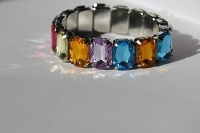 colorful bracelet reflecting light