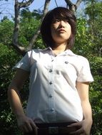 posing asian school girl