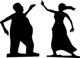 dancing fat man and woman, silhouettes