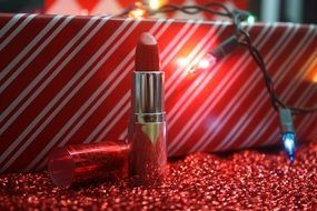 lipstick and red decor