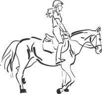 drawing of a girl on a horse