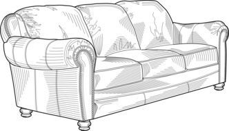 stylish sofa in black and white graphic image