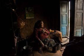 woman in a village shop