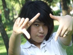 happy asian school girl