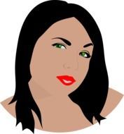 graphic image of a brunette with red lips