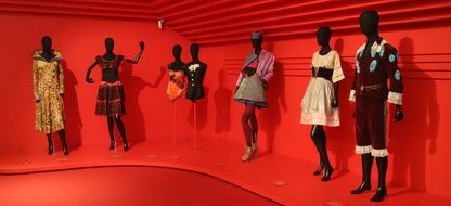 black mannequins in unusual clothes