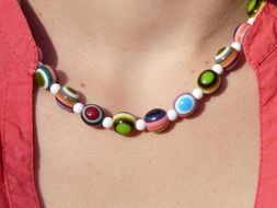 colorful beads on a neck