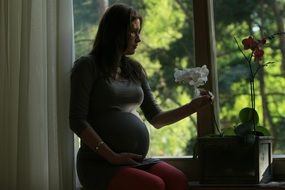 pregnant woman on the windowsill