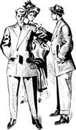 men old suits drawing