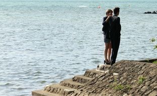 lovers on a lake bank