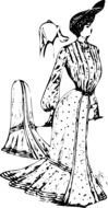 lady with vintage dress drawing