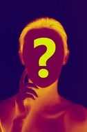 image of a woman with the face in the form of a question mark