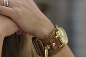 clock on the hand of a woman