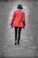 leaving the girl in a red jacket