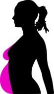 purple-black silhouette of a pregnant woman