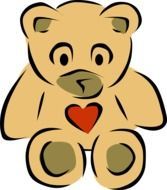 Clipart,picture of cute teddybear with red heart on it