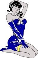 sexy woman in blue dress as a graphic image