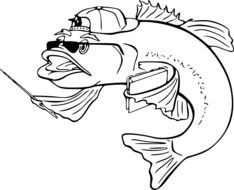 painted cartoon fish in sunglasses and a cap