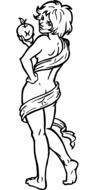 graphic image of a woman with an apple