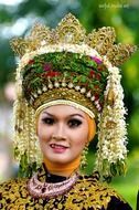 headdress on a woman's head in asia