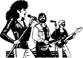 black and white drawing of a music band