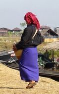 woman with basket, vendor, burma