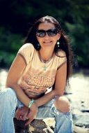 woman sunglasses sitting female