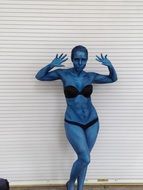 blue woman in bikini