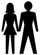 male and female silhouettes holding hands